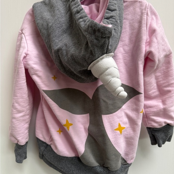 Doodle Pants 3T Pink & Gray Girls Narwhal Horn Hooded Sweatshirt - Picture 7 of 8